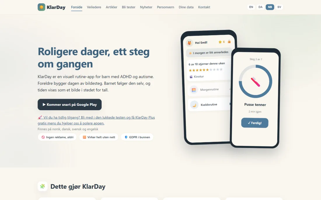 The KlarDay product website